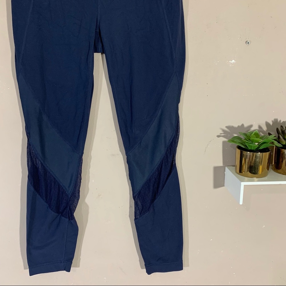Athleta Navy Blue Mesh Shine Salutation Leggings - Picture 3 of 9